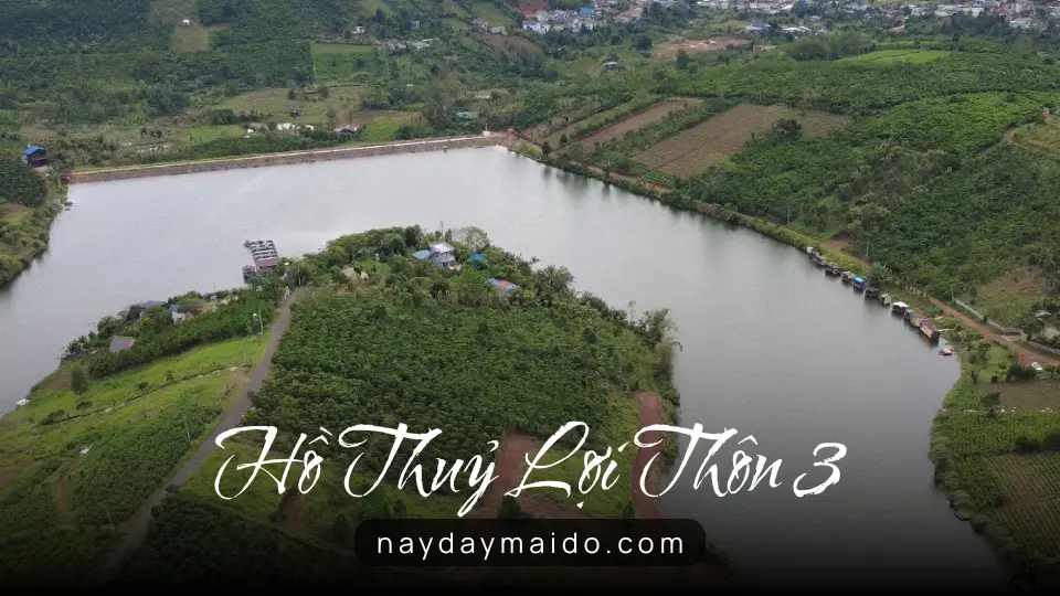 Không gian hồ Thủy Lợi Thôn 3 Lộc Tân nhìn từ flycam